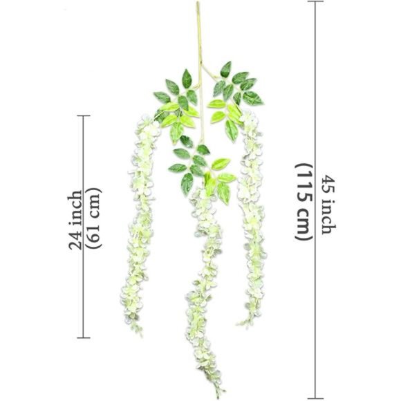 12 Pack /45 inch /3.7ft Wisteria Hanging Artificial Flowers Fake Vine Garland - Picture 2 of 6